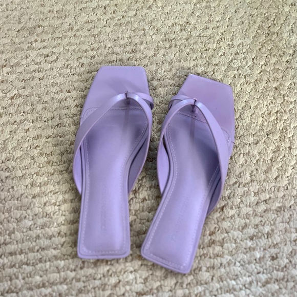 Jonathan Simkhai Shae Square Toed Flat Sandals Lupine Lavender Leather - Picture 4 of 6